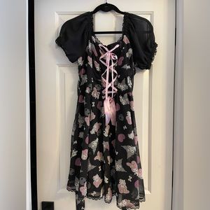 Black and pink my melody and kuromi dress with pink ribbon by Sanrio size small